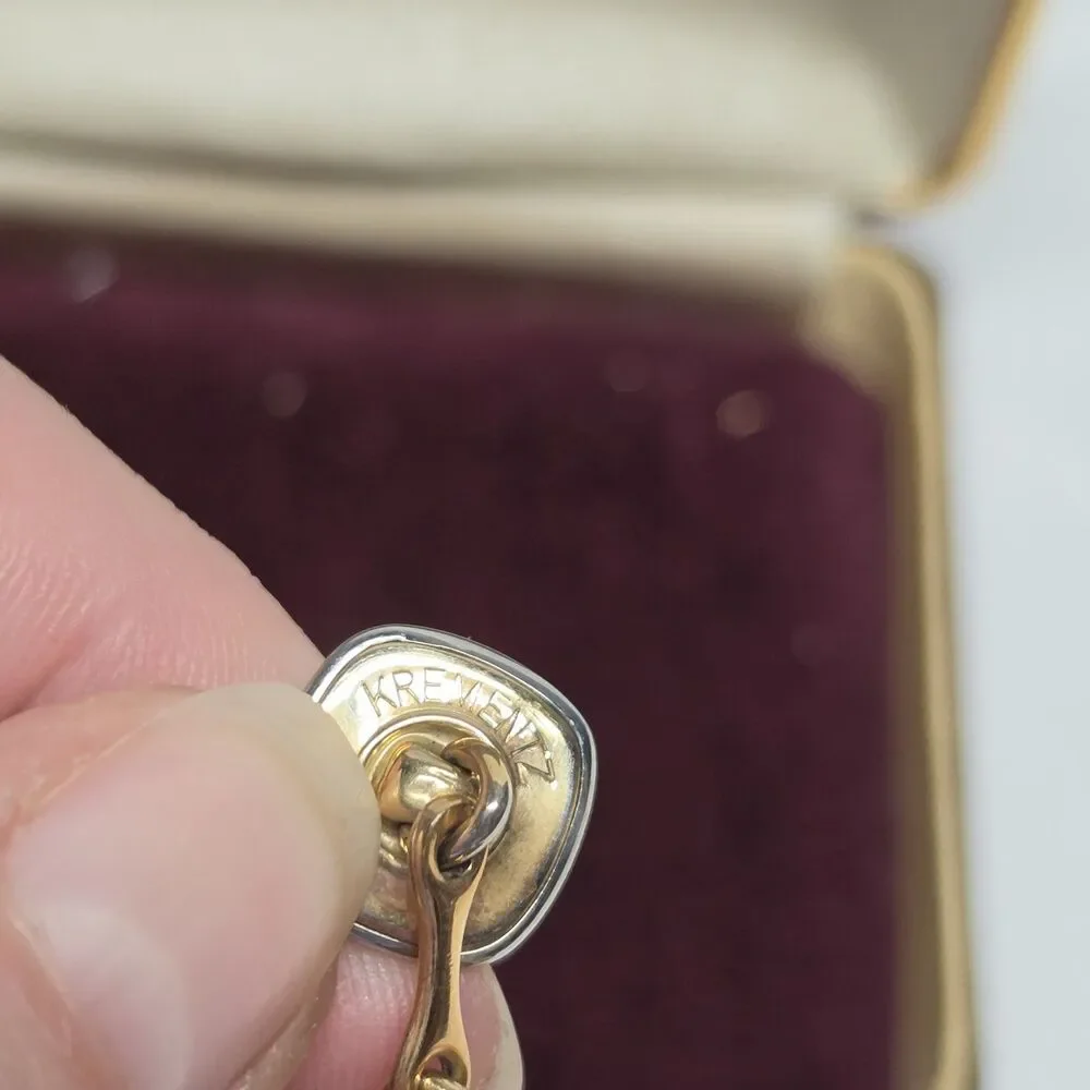 Vintage Krementz Art Deco Cufflink & Stud Set with Black Onyx In Original Case
